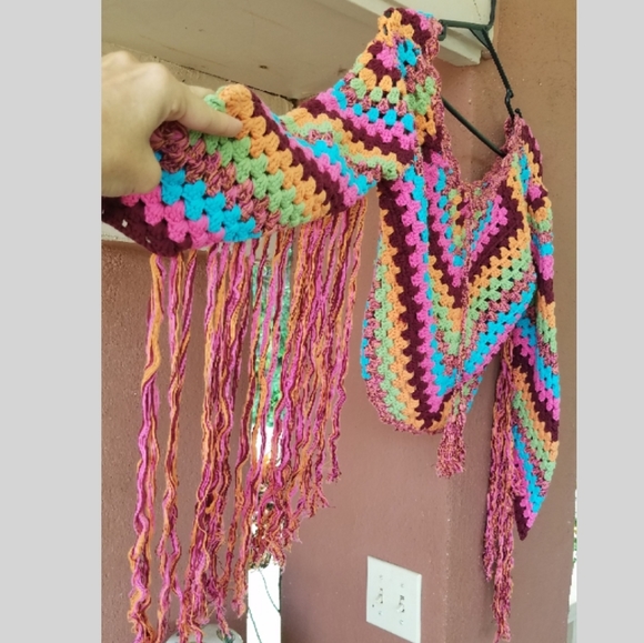 Spell designs Joni rainbow Crochet top S/M tassels - Picture 7 of 8